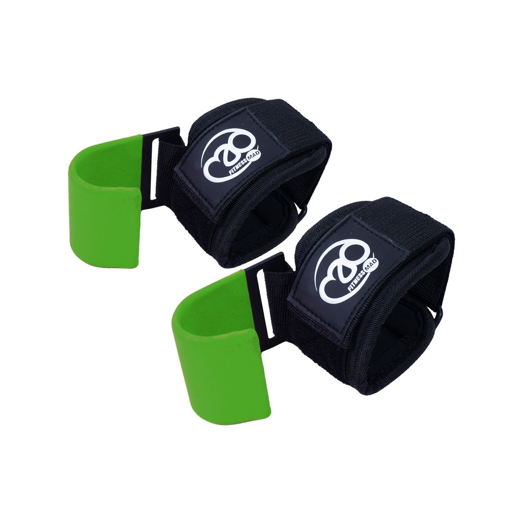 Fitness Mad Lifting Hooks (Pair) (Black/Green)