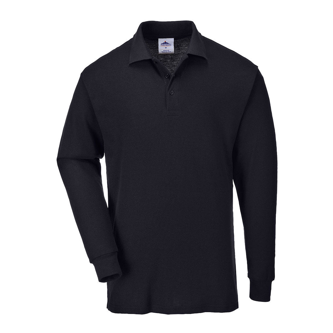 Portwest Long Sleeve Polo Shirt, Black