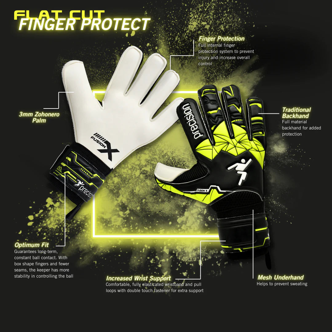 Precision Junior Fusion_X Flat Cut Finger Protect GK Gloves