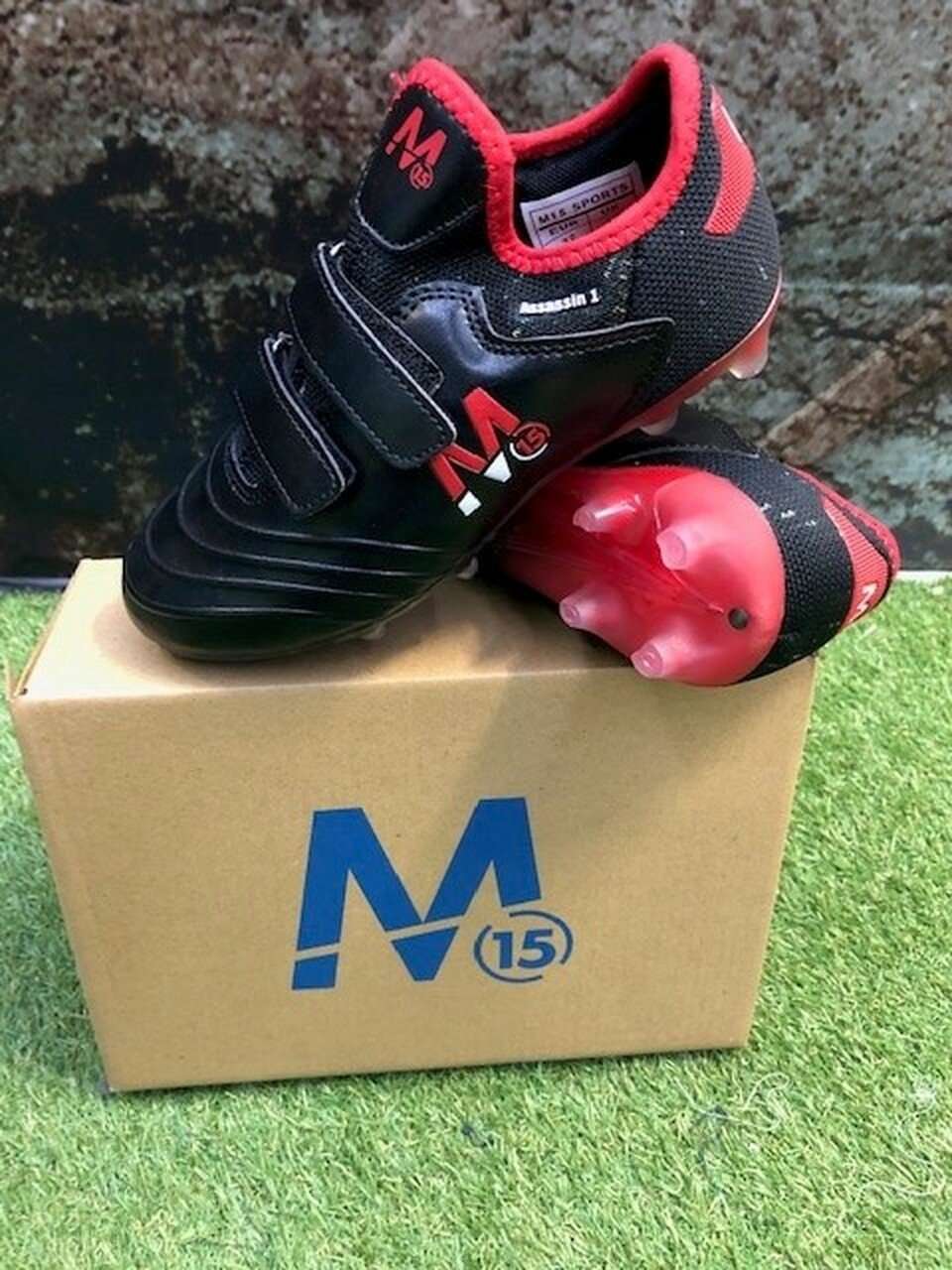 M15 Assassin Black/Red Velcro Football Boot Jr