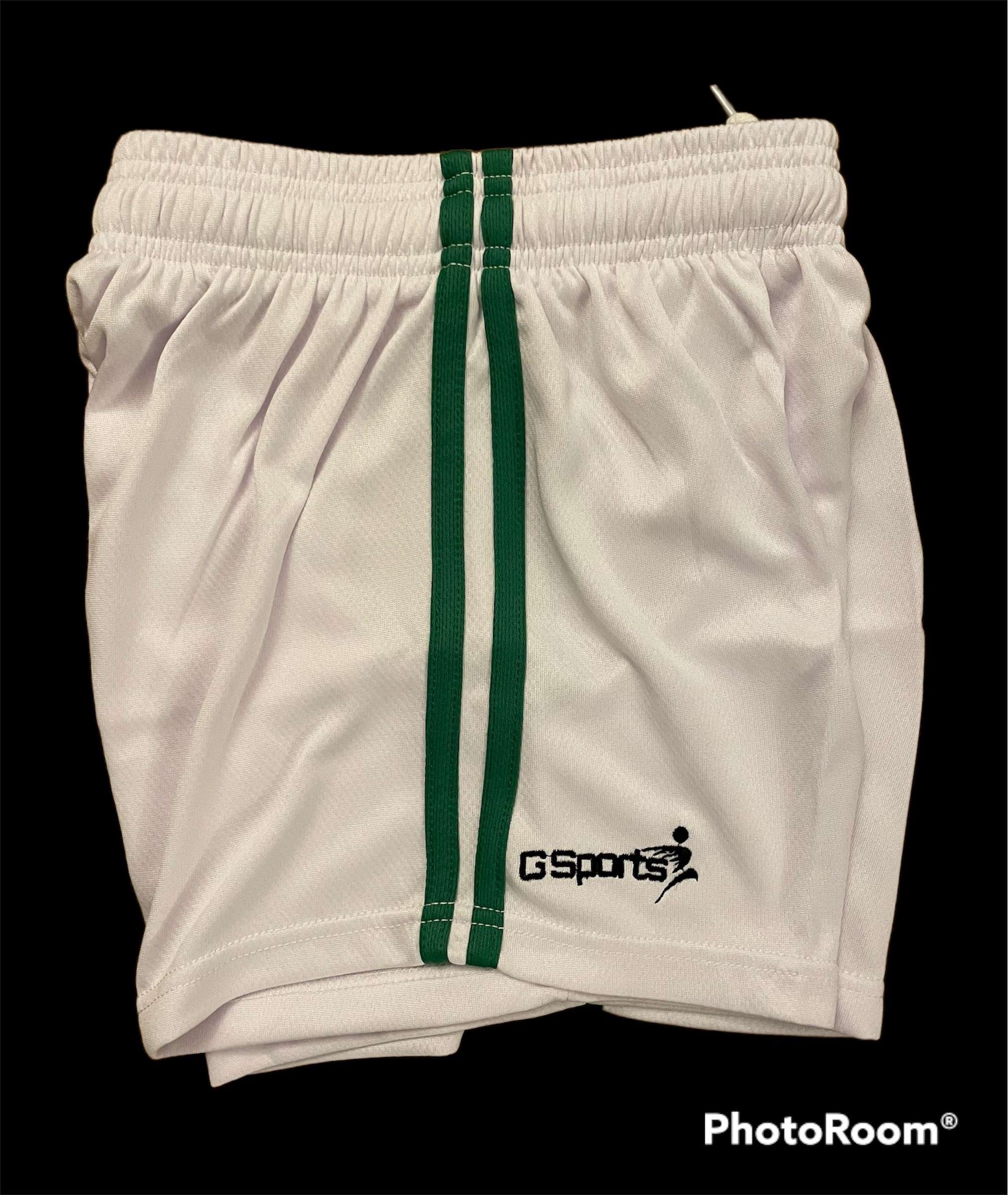 GSports GAA Shorts, White/Green