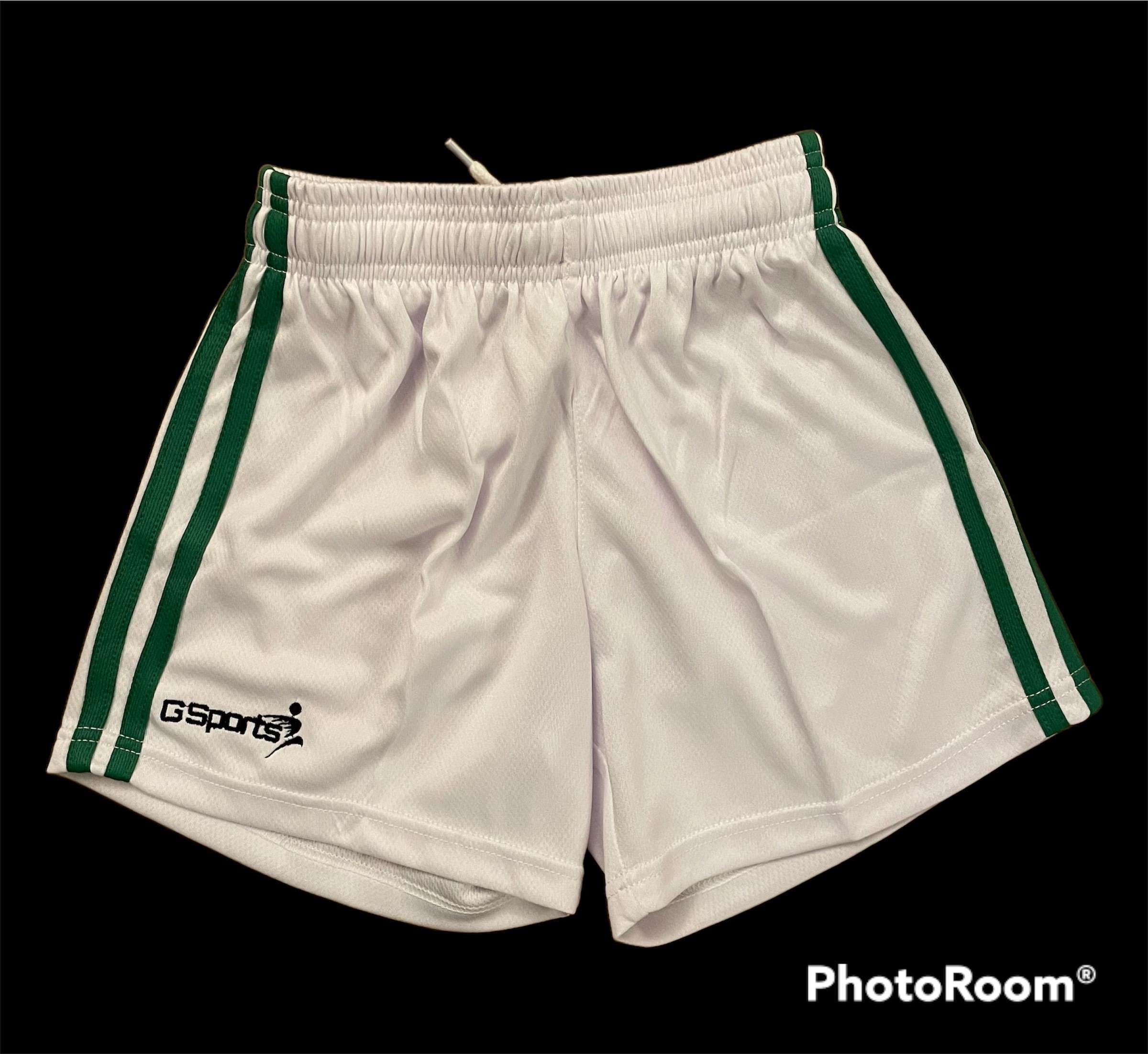 GSports GAA Shorts, White/Green