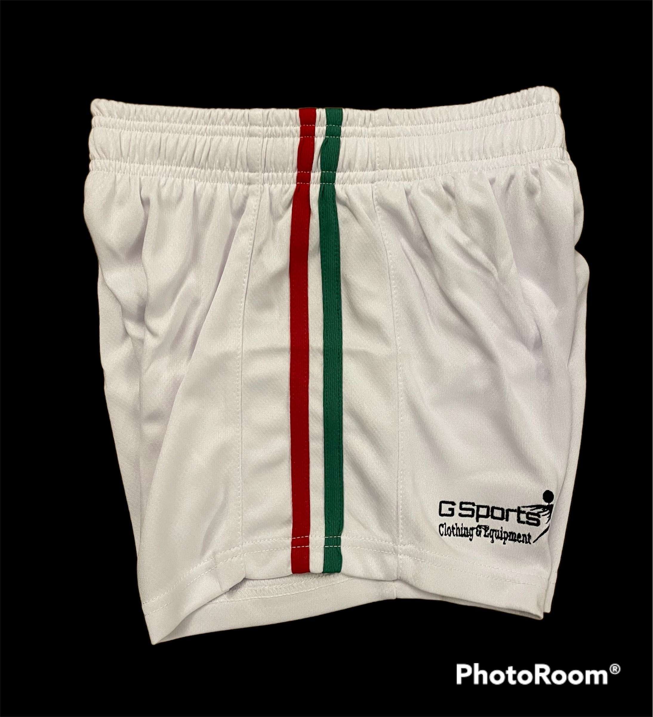 GSports GAA Shorts, White/Green/Red