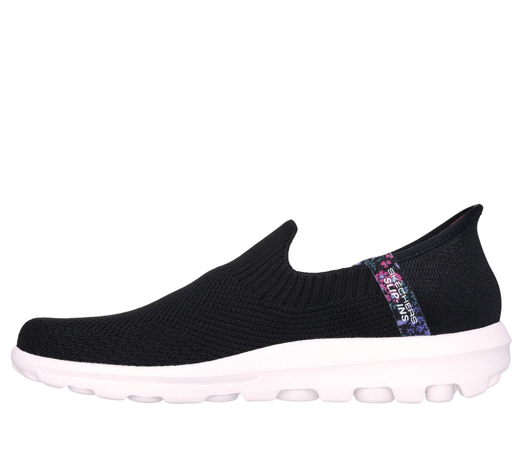 Skechers Slip-Ins - Go Walk Travel Womens Show (Black/White)