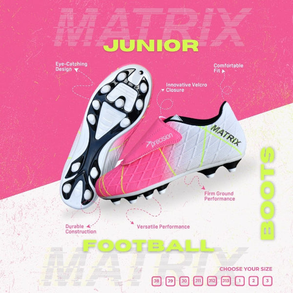Precision Matrix Junior Football Boots FG Fuchsia/White/Lime