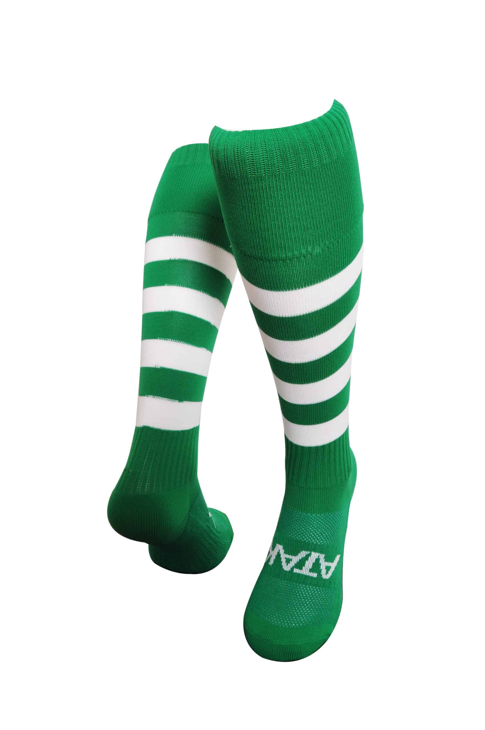 Atak Full Length Sock Green/White Hooped Sock