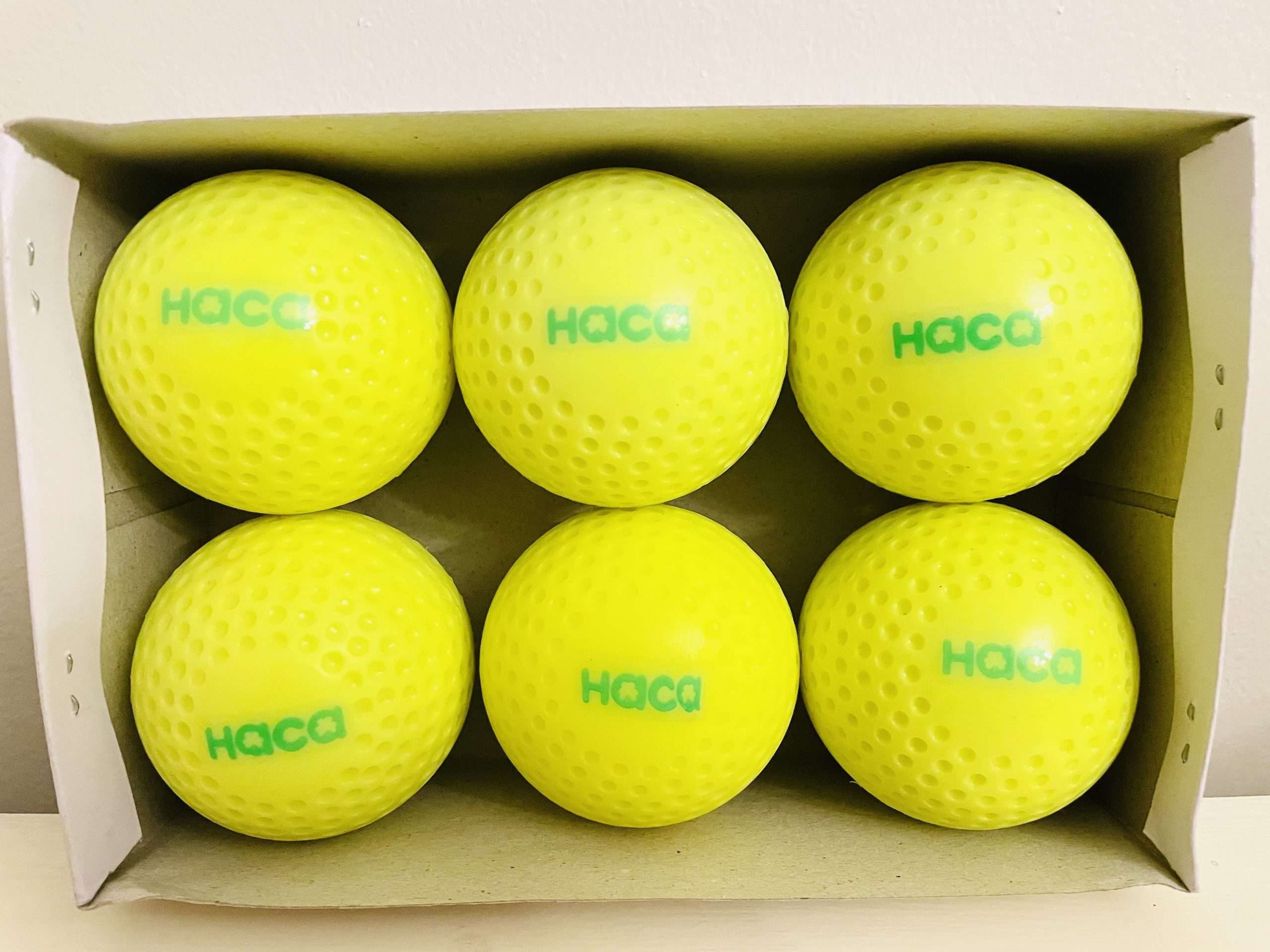 Haca Practice Dimple AirLite Hockey Ball Yellow, Dozen