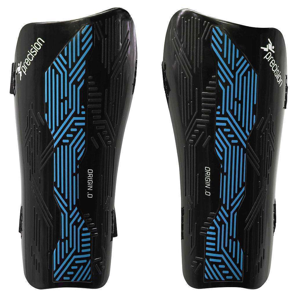 Precision Origin.0 Strap Shin Guard Black/Cyan